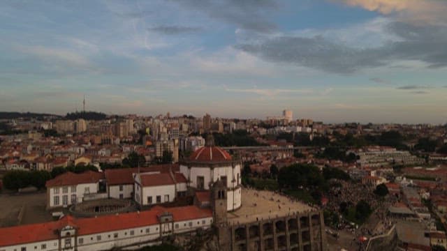 Aerial view of an Expansive Historic Cityscape at Dusk