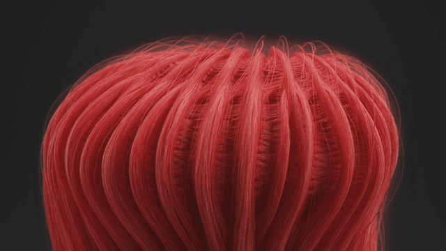 Vivid close-up of red blood vessels