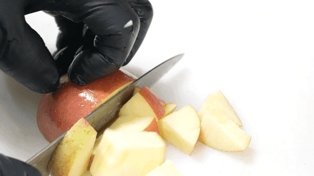 Slicing an apple with precision