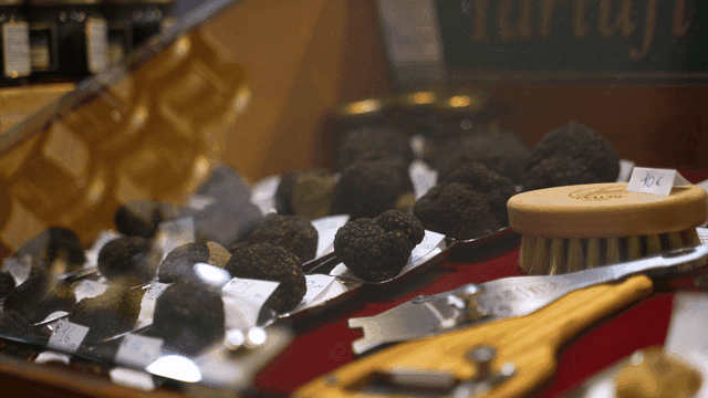 Truffles displayed with price tags