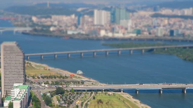 Cityscape with Bridges over a River