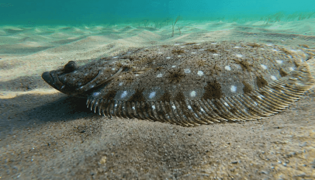 Flounder on sandy seabed