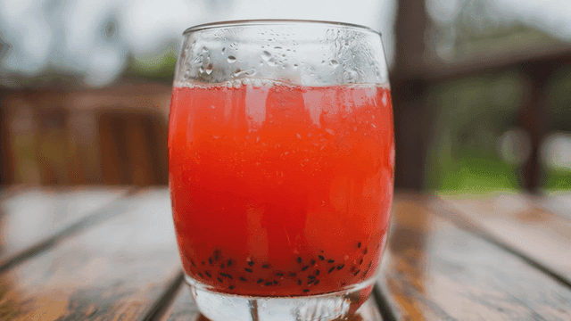 Refreshing cup of red tea in glass