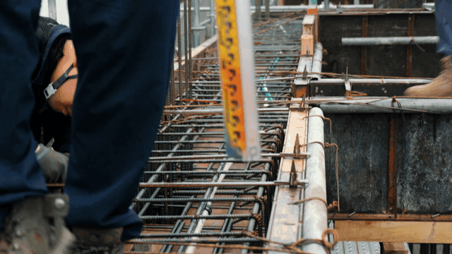 Construction workers on a building site