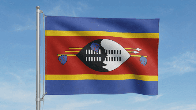 Eswatini flag fluttering under clear sky