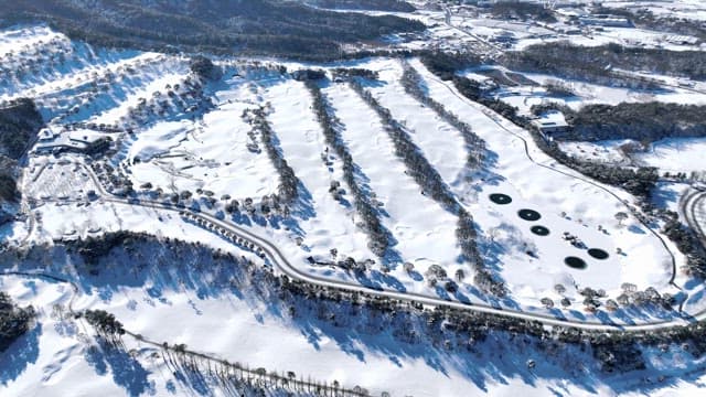 Snow-covered Landscape with Mountains and Trees