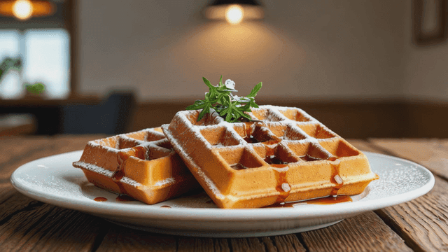 Well-baked, warm waffles
