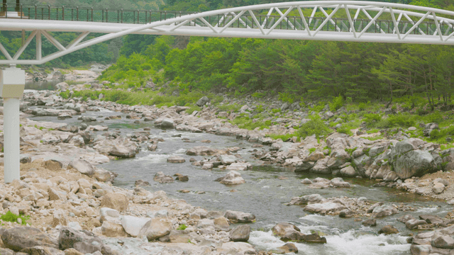 바위 사이로 흐르는 고요한 강