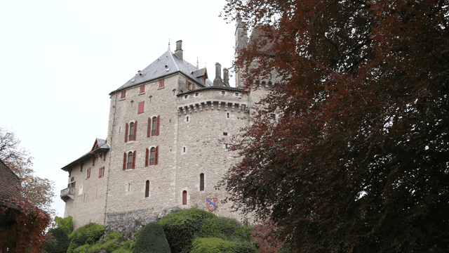 Historic European castle with lush gardens