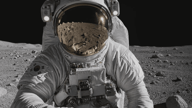 Astronaut exploring the lunar surface