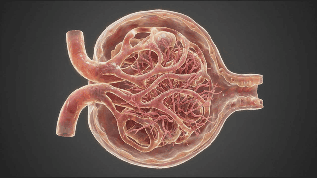 Detailed view of biological kidney structure