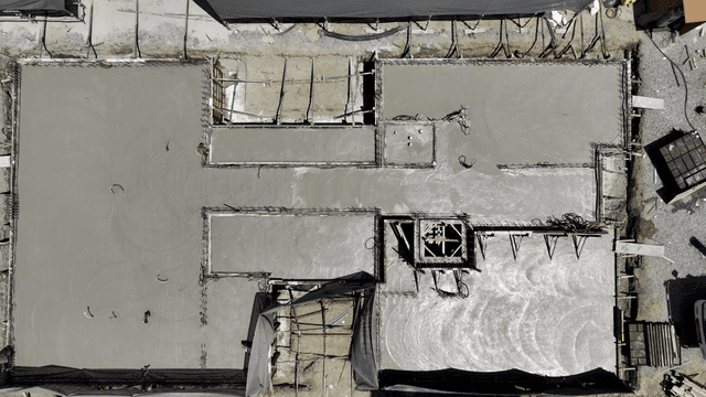 Construction site with poured concrete