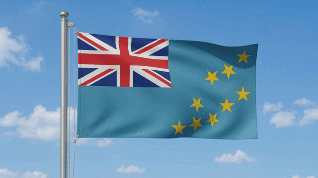 Tuvalu flag fluttering against clear sky