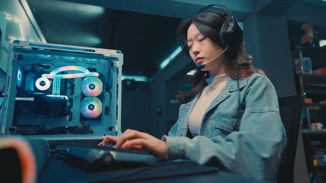 Woman Gaming on a High-end PC