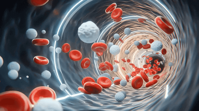 혈관 속을 흐르는 적혈구와 백혈구