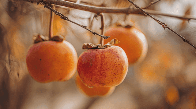 가을 나무에 열린 감