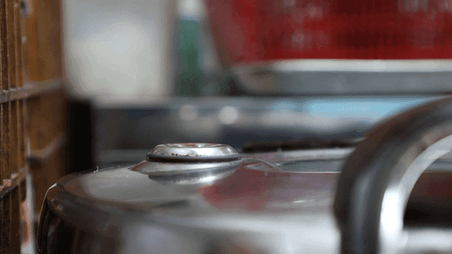 Pressure cooker in a kitchen setting