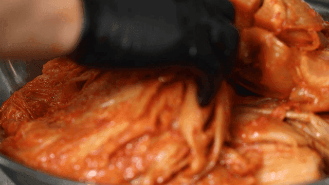 Stacks of well-ripened aged kimchi