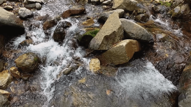 Serene stream flowing over rocks
