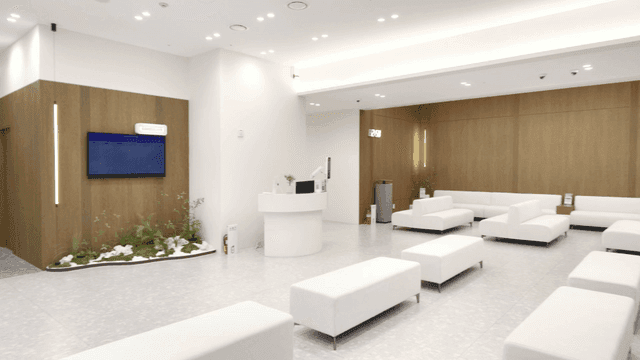Clean hospital waiting room