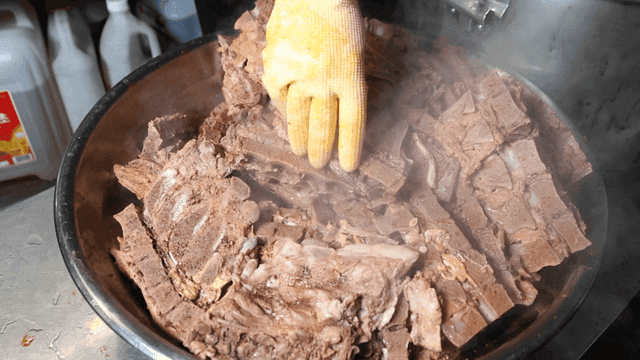 Hot steamed pork backbones