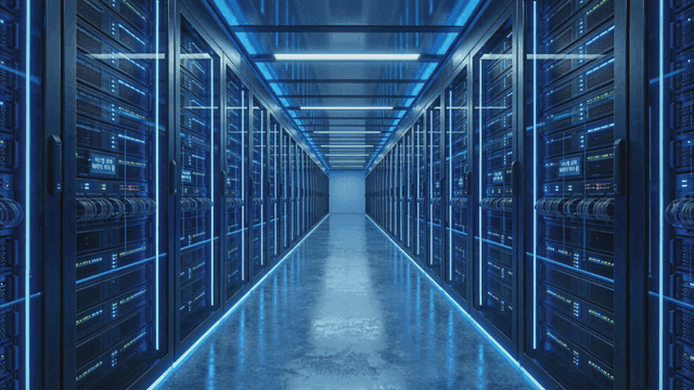 Modern data center with server racks