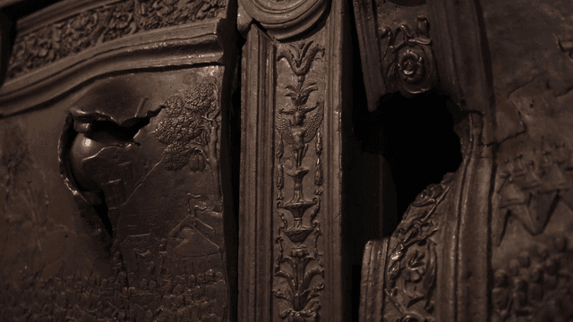 Intricate carvings on an ancient artifact