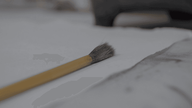 Brush placed on rice paper