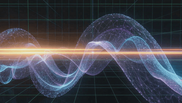 Digital wave pattern on a grid background