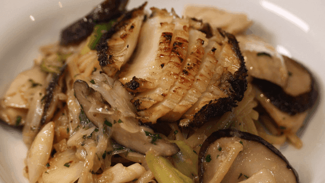 Seafood pasta with mushrooms and herbs