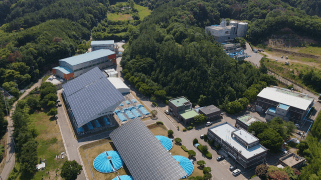 태양광 패널과 산업 건물