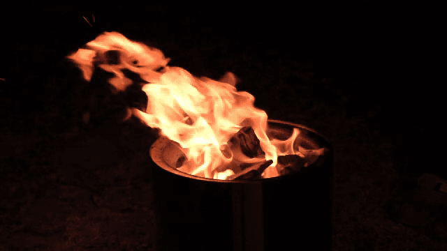 A campfire burning with bright flames