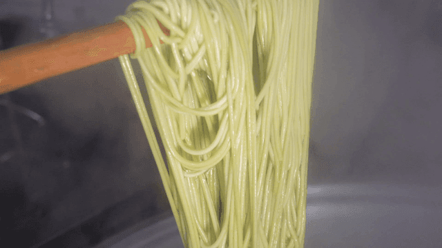 Noodles taken out of pot