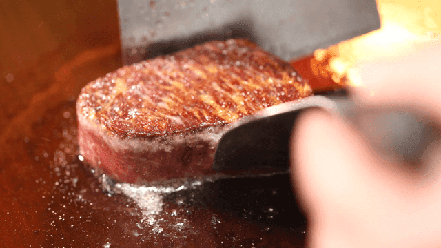 Steak grilled on hot grill