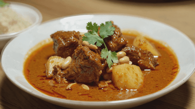 Fragrant Massaman curry with tender beef and potatoes