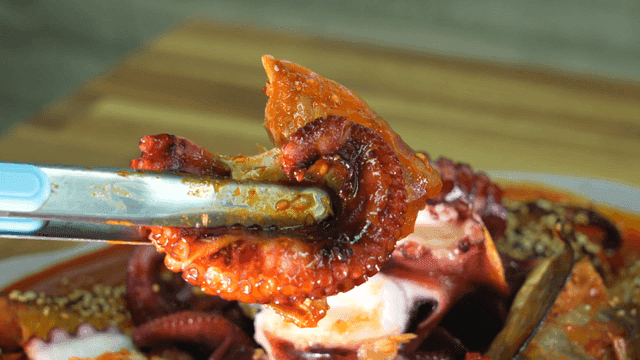 Spicy braised octopus and fish dish