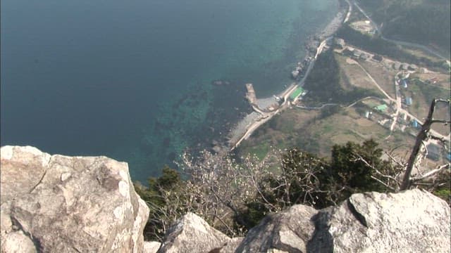 연안 지형의 항공 촬영