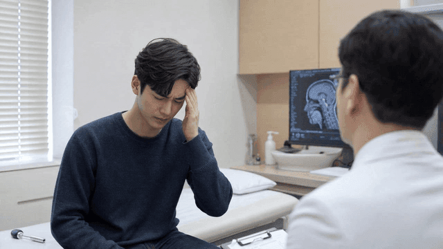 A patient consulting a doctor in a clinic