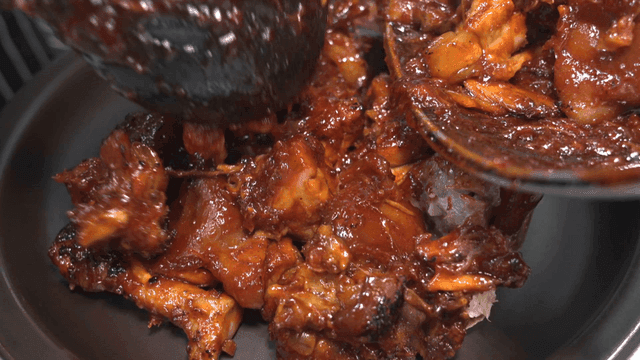 Spicy braised pig's trotters served on plate