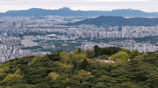 산과 녹지가 어우러진 도시 풍경