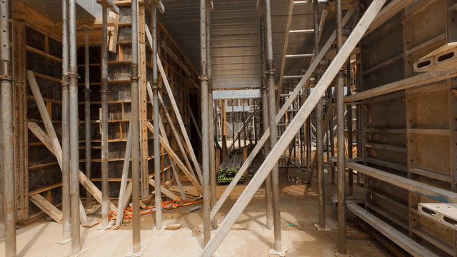 Construction site with steel framework