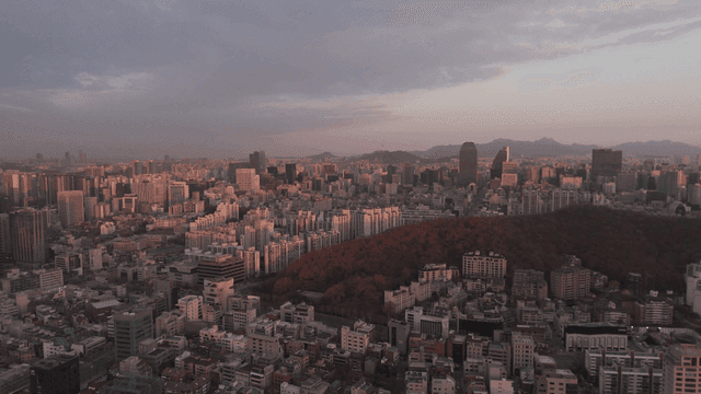 Vast city landscape at sunset