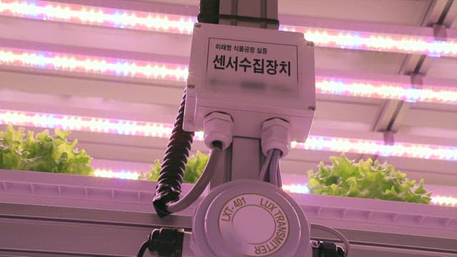 이산화탄소 센서와 LED 조명이 장착된 실내 농업 시스템