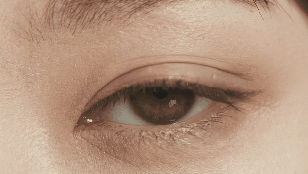 Close-up of a human eye with detailed skin texture