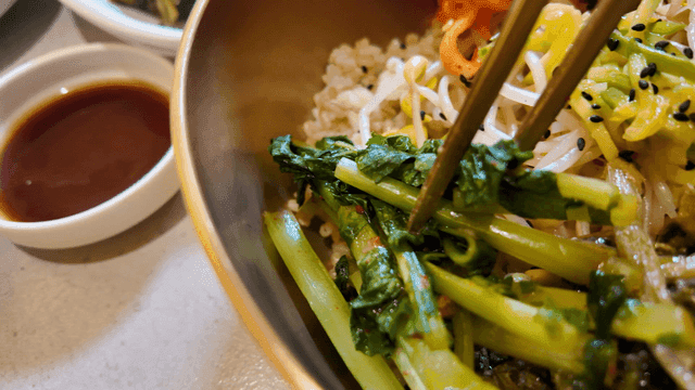Korean bibimbap with side dishes