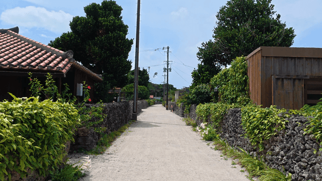 Traditional stone wall country village road