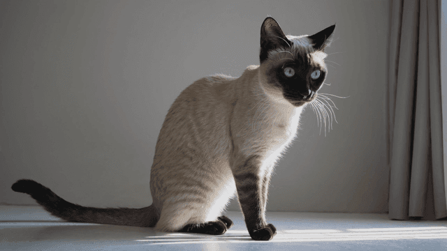 Cat sitting in sunny room