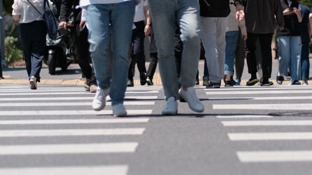 Pedestrians Crossing the Street in the City