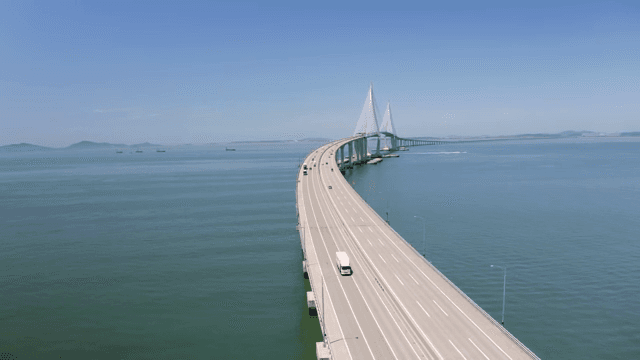 Long bridge stretching over the sea