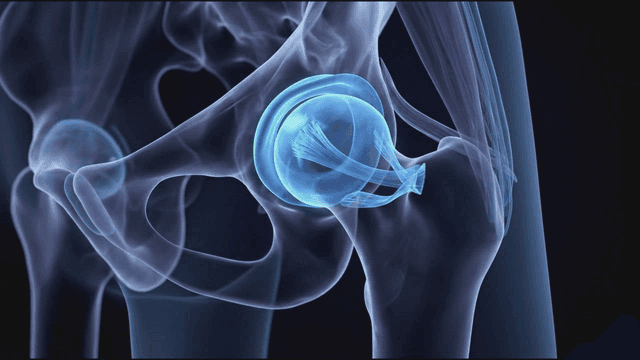 Detailed view of a human hip joint